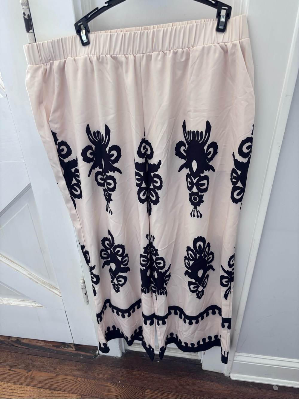 Womens Cream Maxi Skirt with Black Embroidered Motif - Picture 1 of 5